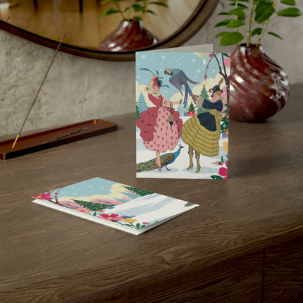 🦚❄️ The Ladies Of The Winter Aviary Greeting Card – Art Deco Holiday Fantasy