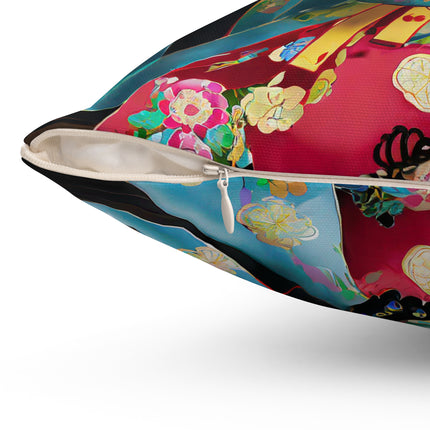 Cyberpunk Geisha Spun Polyester Square Pillow