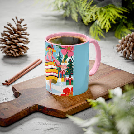 🌼🎄 The Christmas Blossom Belle Colorful Mug – Colorful Art Deco Holiday Fantasy