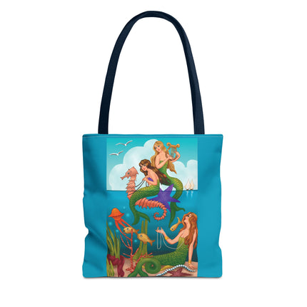 Three Mermaids with Strings of Pearls by Carlo Chiostri Tote Bag (AOP)