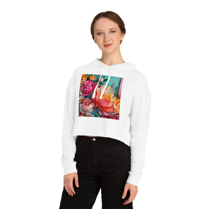 Peonies in Full Bloom Women’s Cropped Hooded Sweatshirt