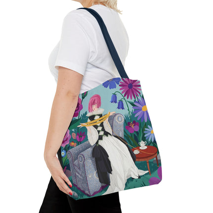 🌹🧶 The Lady Of The Golden Yarn Tote Bag – Art Deco Floral Elegance