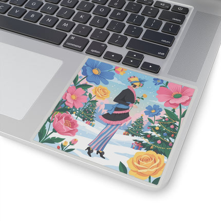 🌹🎄 The Golden Rose Of Winter Kiss-Cut Sticker – Art Deco Holiday Fantasy