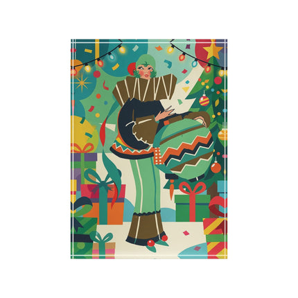 🎄✨ The Lady Of The Christmas Ornament Acrylic Art Block – Art Deco Holiday Fantasy