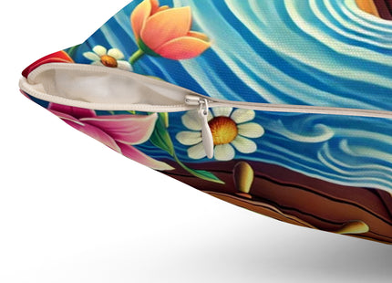 Sailor Kitten’s River Adventure Spun Polyester Square Pillow