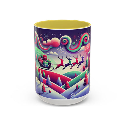 Festive Reindeer Flight Colorful Mugs (11oz, 15oz)
