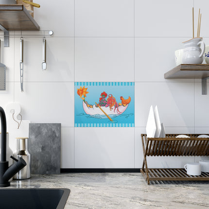 A Rooster's Seafaring Adventure Ceramic Tile