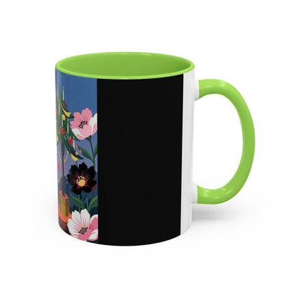 🌹🎄 The Lady Of The Candlelit Rose Tree Colorful Mug – Art Deco Christmas Garden