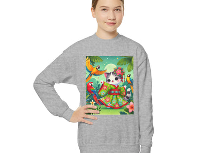 Parrot Dance of the Geisha Kitten Youth Crewneck Sweatshirt