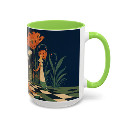 🌼🧡 The Midnight Floral Masquerade Colorful Mug – Art Deco Fashion Fantasy