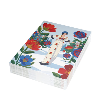 🌹❄️ The Lady Of The Winter Rose Garden Greeting Card – Art Deco Holiday Fantasy