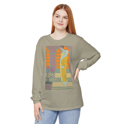 Sur Les Marches Du Jardin by Georges LePape Garment-dyed Long Sleeve T-Shirt
