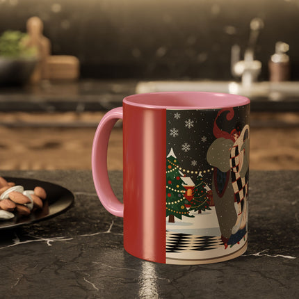 ❄️✨ The Winter Couture Promenade Colorful Mug – Art Deco Holiday Elegance