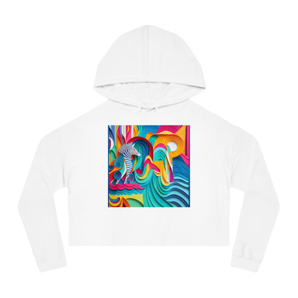 Surfing Zebra Women’s Cropped Hooded Sweatshirt