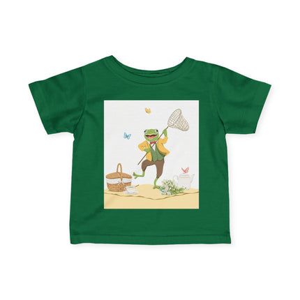 🐸🦋 The Little Butterfly Chasing Frog Infant Fine Jersey Tee – Whimsical Woodland Charm