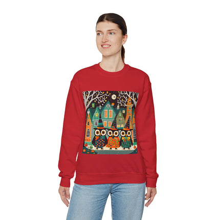 Night of the Trick-or-Treating Owlets Unisex Heavy Blend™ Crewneck Sweatshirt