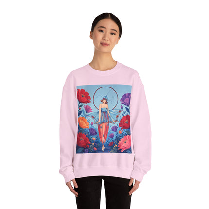 🎪🌺 The Flower Garden Harlequin Crewneck Sweatshirt – Art Deco Fashion Whimsy