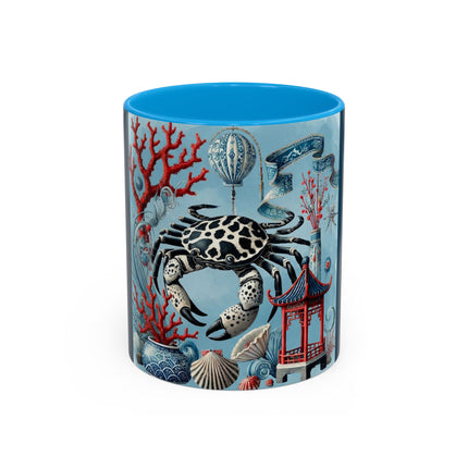Spotted Crab & Pagoda Colorful Mug – Mystical Ocean & Asian Harmony