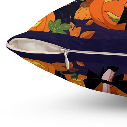 🐈‍⬛🎃 The Black Cat Pumpkin Belle Square Pillow – Vintage Halloween Charm