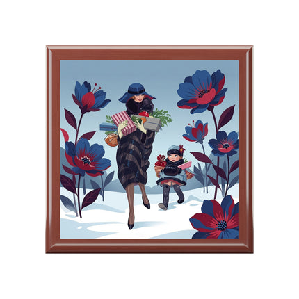 🎁🌺 The Christmas Gift Garden Stroll Jewelry Box – Art Deco Holiday Fantasy