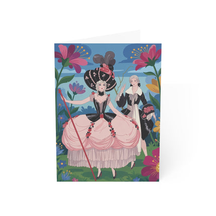 🌹🎭 The Lady Of The Rose Masquerade Greeting Card – Art Deco Garden Elegance