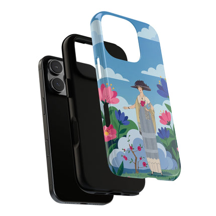 🌸🎩 The Lady Of The Grand Flower Garden Phone Case – Art Deco Fashion Illustration