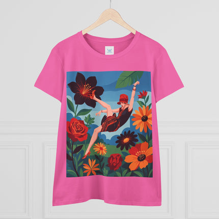 🌺✨ The Lady In The Fabulous Flowers Cotton Tee – Art Deco Floral Fantasy