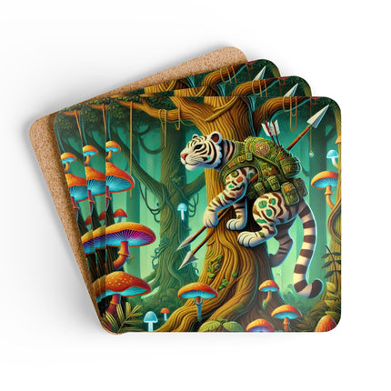 Silent Stripes Corkwood Coaster Set