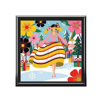 🌼🎄 The Christmas Blossom Belle Jewelry Box – Colorful Art Deco Holiday Fantasy