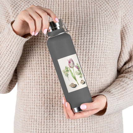 Tulip, Branches of Myrtle, and Shells by Maria Sibylla Merian Copper Vacuum Insulated Bottle, 22oz