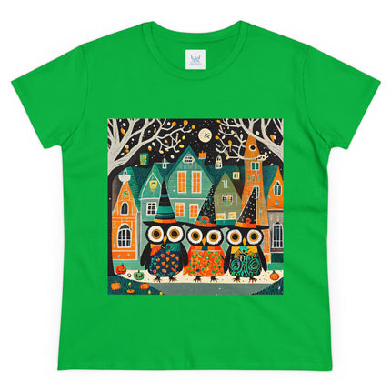 Night of the Trick-or-Treating Owlets Women's Midweight Cotton Tee