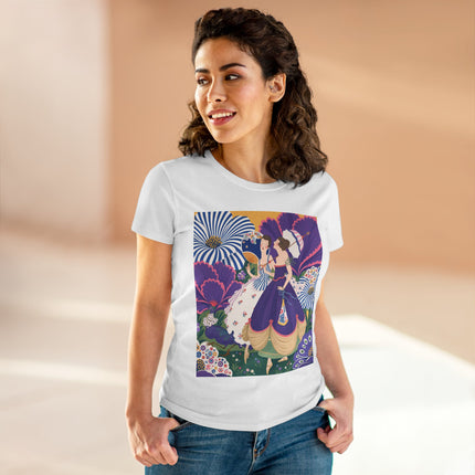 💜🌼 The Violet Garden Companions Cotton Tee – Art Deco Fashion Illustration