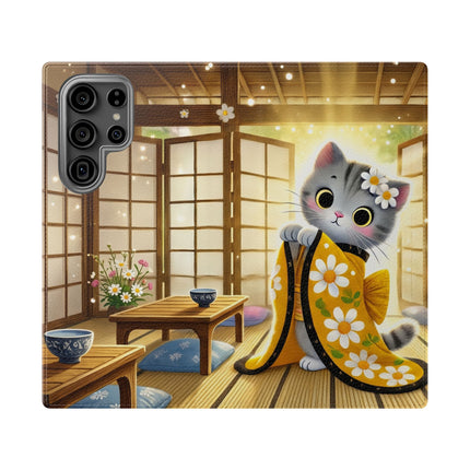 🐱🍵 Playful Kitten in the Tea Room Flip Case – Curious Charm & Cozy Whimsy