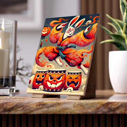 Jack-O’-Lantern Drums & The Kabuki Rabbit Ceramic Tile