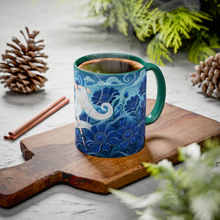 💙🌸 The Sapphire Wind Dancer Colorful Mug – Art Deco Floral Fantasy