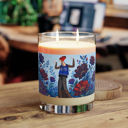 🌺💙 The Sapphire Garden Dancer Scented Candle – Art Deco Floral Whimsy