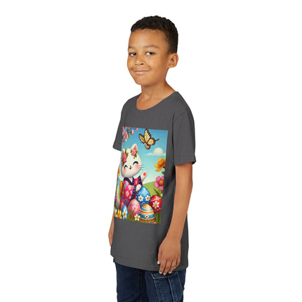 Easter Kitten and Painted Eggs Youth Short Sleeve Tee