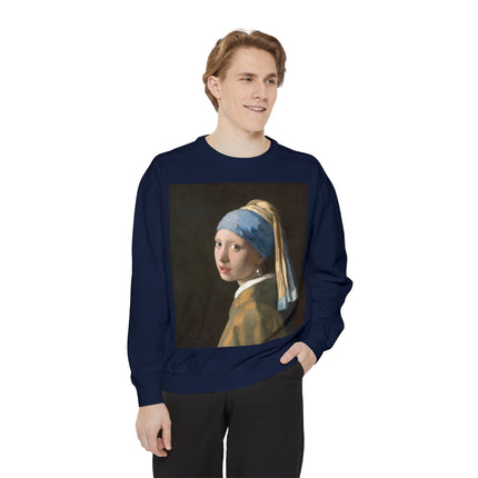 Girl with a Pearl Earring by Johannes Vermeer Unisex Garment-Dyed Sweatshirt