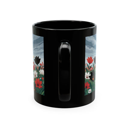 🌺☔ The Lady In The Stormy Flower Garden Ceramic Mug – Art Deco Fashion Elegance