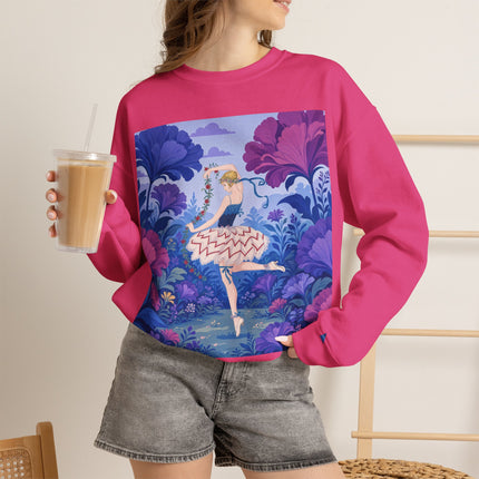🌸🩰 The Enchanted Garden Ballet Crewneck Sweatshirt – Art Deco Floral Whimsy