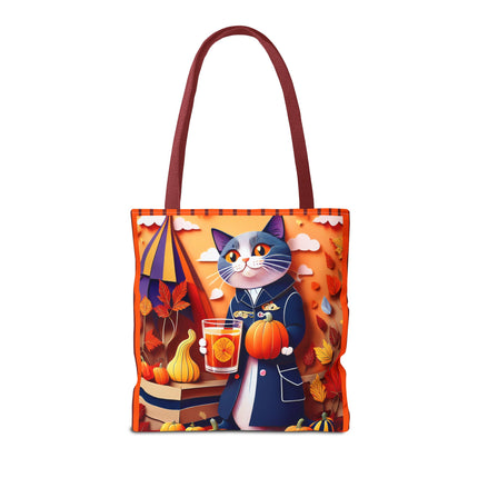 British Shorthair at an Autumn Market Tote Bag (AOP)