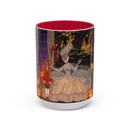 🌙🎃 The Moonlit Parlor Masquerade Colorful Mug – Elegant Halloween Romance