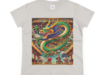 Tibetan Dragon Over Kabuki Duel Women's Midweight Cotton Tee