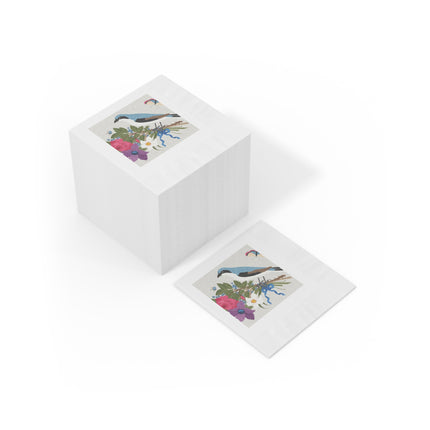 Bluebird & Butterfly White Coined Napkins – Spring Harmony & Delicate Beauty