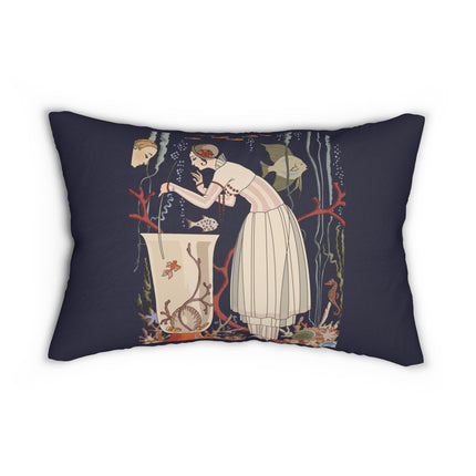 L'Etourdissant Petit Poisson (The Dazzling Little Fish) by George Barbier Spun Polyester Lumbar Pillow