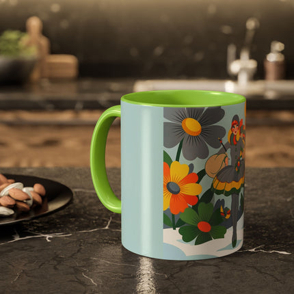 ❄️🌼 The Winter Flower Wanderer Colorful Mug – Colorful Art Deco Snow Fantasy