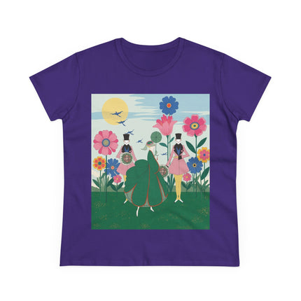 🌸🎩 The Lady Of The Giant Flower Garden Cotton Tee – Art Deco Floral Promenade