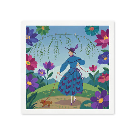 🌸🐕 The Lady Of The Flower Walk Napkins – Art Deco Garden Promenade