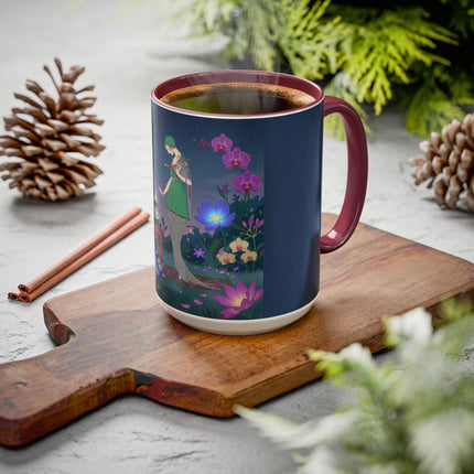 Moonlit Incense Ceremony Colorful Mugs – Art Deco Meditation Garden
