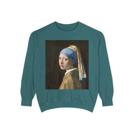Girl with a Pearl Earring by Johannes Vermeer Unisex Garment-Dyed Sweatshirt